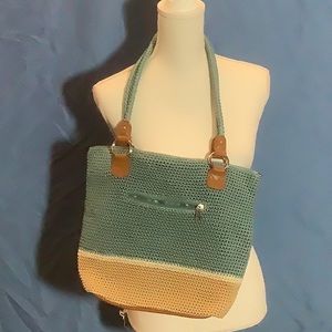 Seafoam and Tan Shoulder Bag.